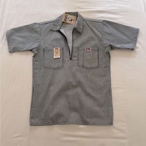 NWT - Ben Davis Short Sleeve Striped 1/2 Zip Shirt - Black - Small